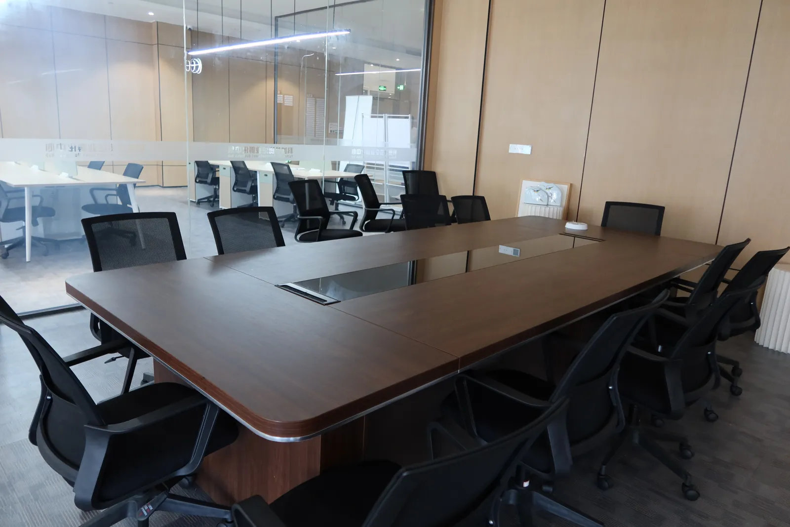 Conference room with long table and chairs